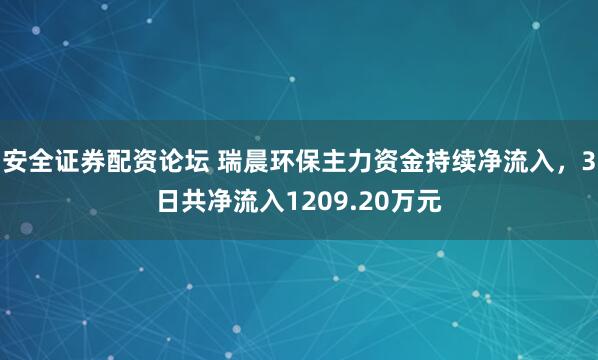 安全证券配资论坛 瑞晨环保主力资金持续净流入，3日共净流入1209.20万元